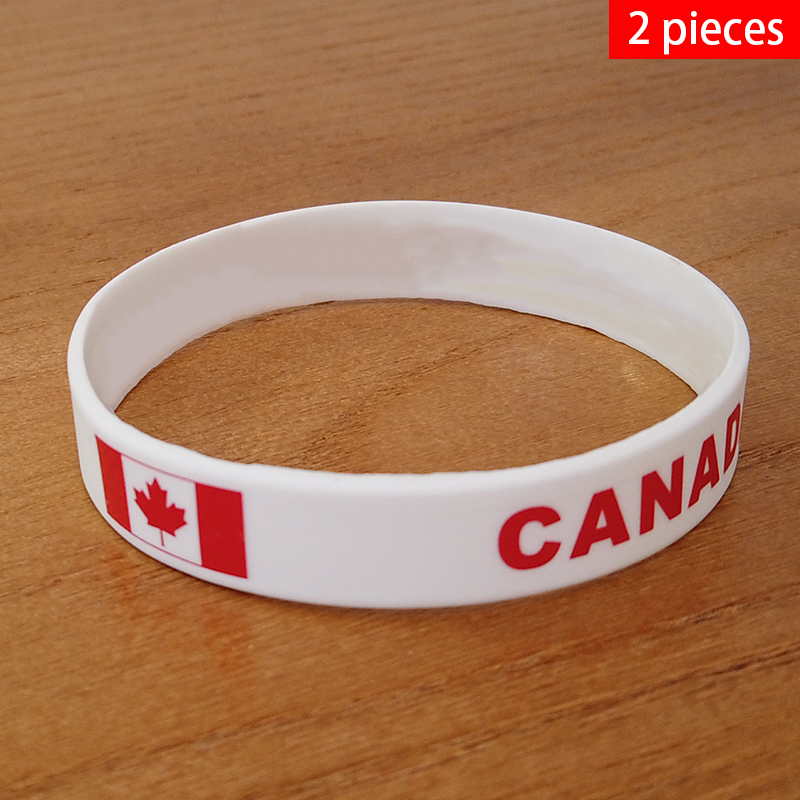 Women'S Accessories Canada - 男性と女性のためのカナディアンフレッグリストバンド、シリコンブレスレット、ラバーバンド、愛国心が強い、賞品、スポーツアクセサリー、ファッション、2個