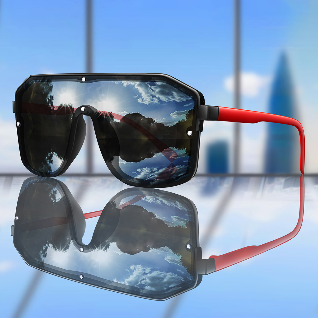 Sunglasses Oversized Square - 新しいブランドスクエアビッグフレームサングラス男性女性ファッションゴーグルアウトドアスポーツサイクリング運転旅行防風眼鏡フェスティバル
