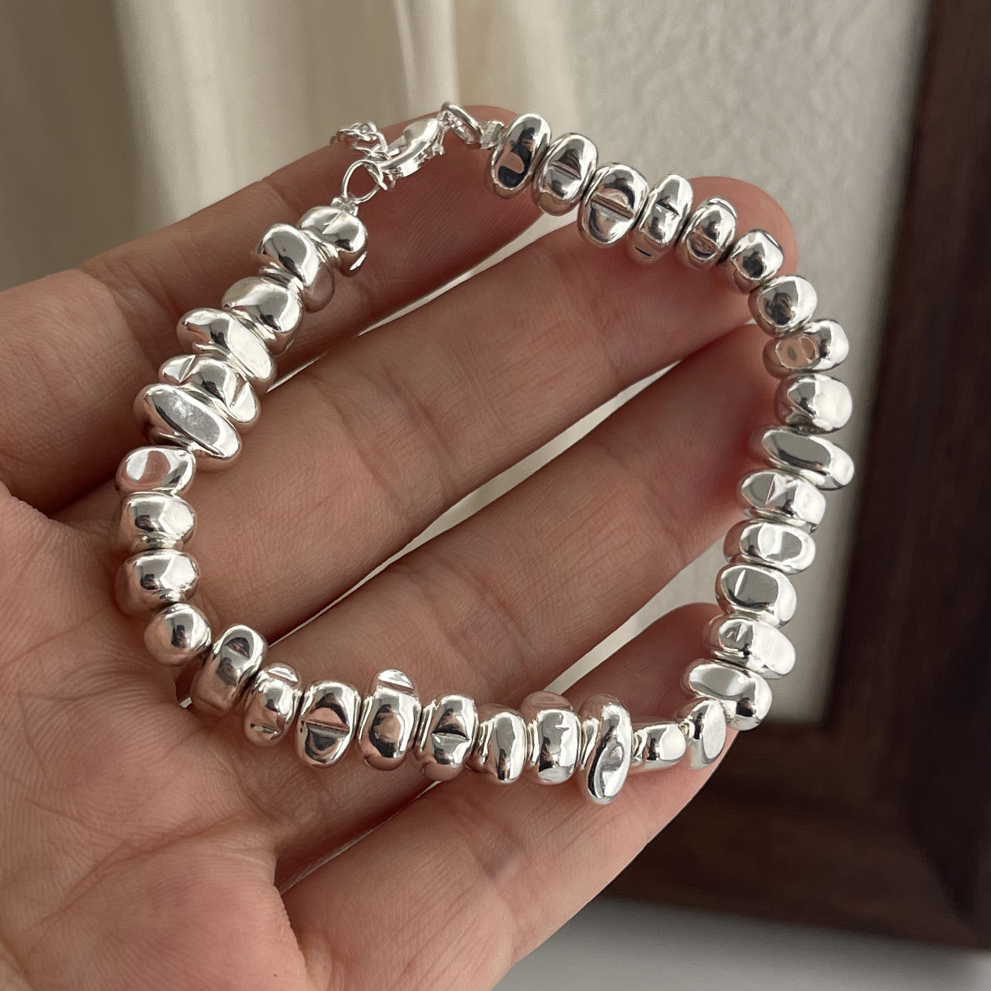 Resin Bangle Bracelet - 100% ソリッド 925 スターリングシルバーレトロブレスレット女性男性ヴィンテージ手作りストーンビーズパターンブレスレット誕生日ギフト