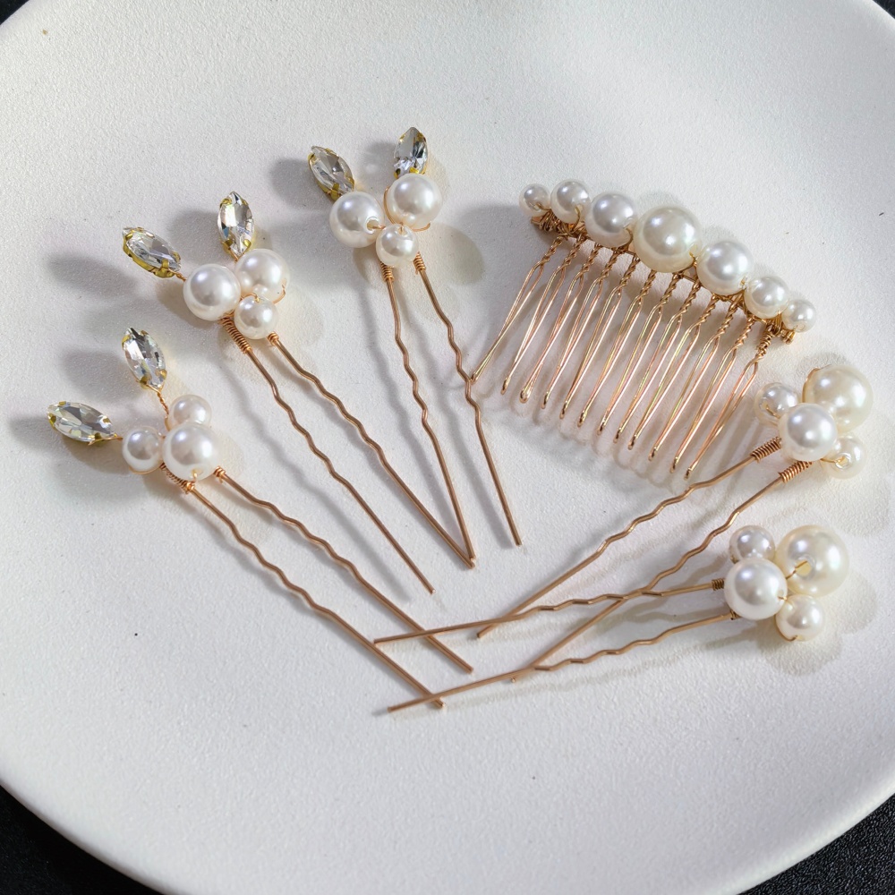Women'S Formal Accessories - パールクリスタルヘアピンコームセットブライダルウェディングヘアアクセサリー手作りU字型ヘアピンエアコームブライドメイド、プロム用