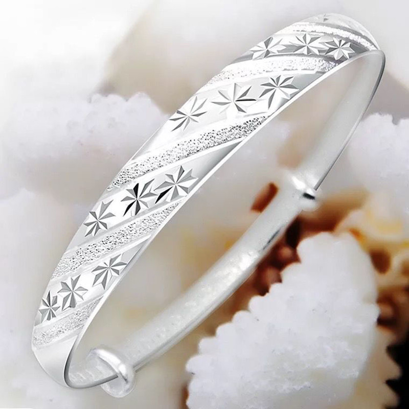 Resin Bangle Bracelet - ホットセールファッション 925スターリングシルバー ラウンドブレスレット バングル トレンド シンプル