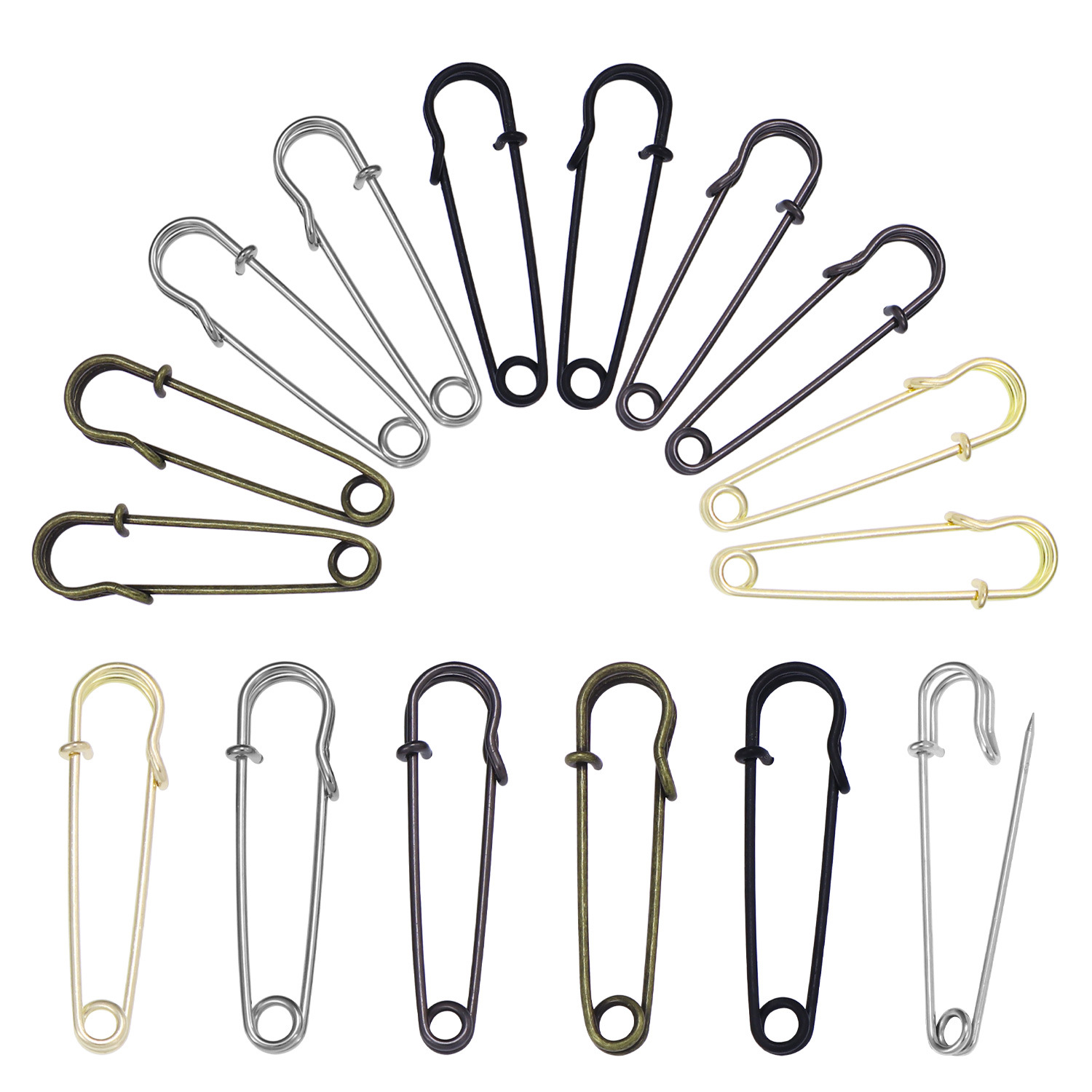 Brooch Pin Gold - 20 個 50 ミリメートル金属安全ピンシルバー/ゴールド/ブラック大型安全ピン DIY クラフト縫製ツール結婚式のブローチアパレルアクセサリー
