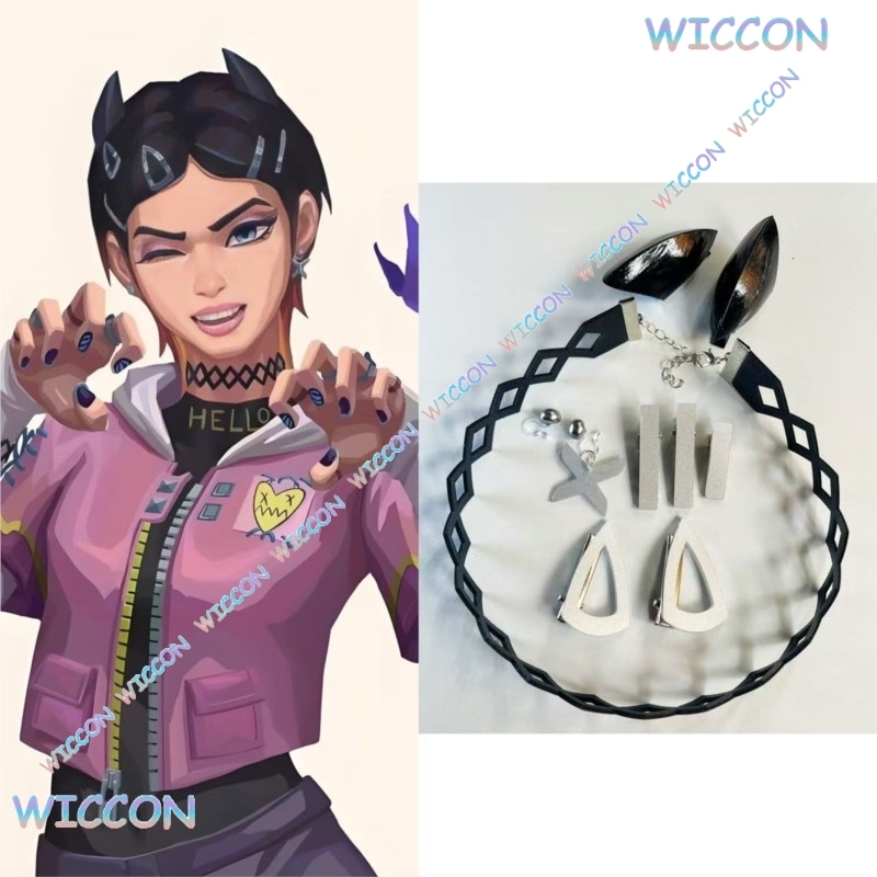 Women'S Formal Accessories - Valorant クローブクリップ首輪蝶イヤリングコスプレアクセサリーゲームキャラクターロールプレイパーティーアニメ髪飾りハロウィン