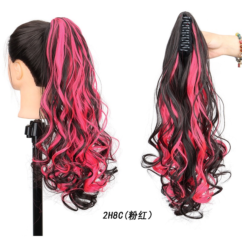 ハイライト入りロングカーリー合成ポニーテールヘアエクステンシ - Hair Claw Clip Set のレビューと価格