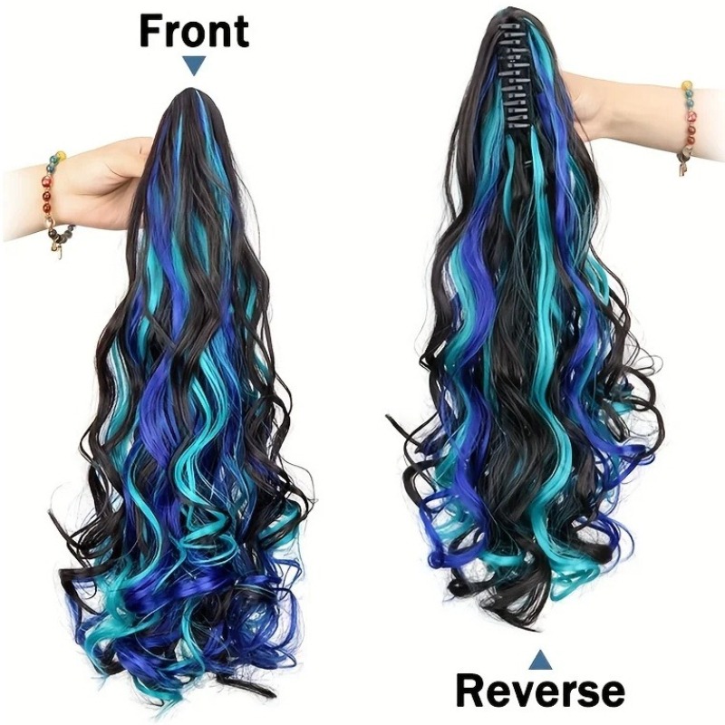 ハイライト入りロングカーリー合成ポニーテールヘアエクステンシ - Hair Claw Clip Set のレビューと価格