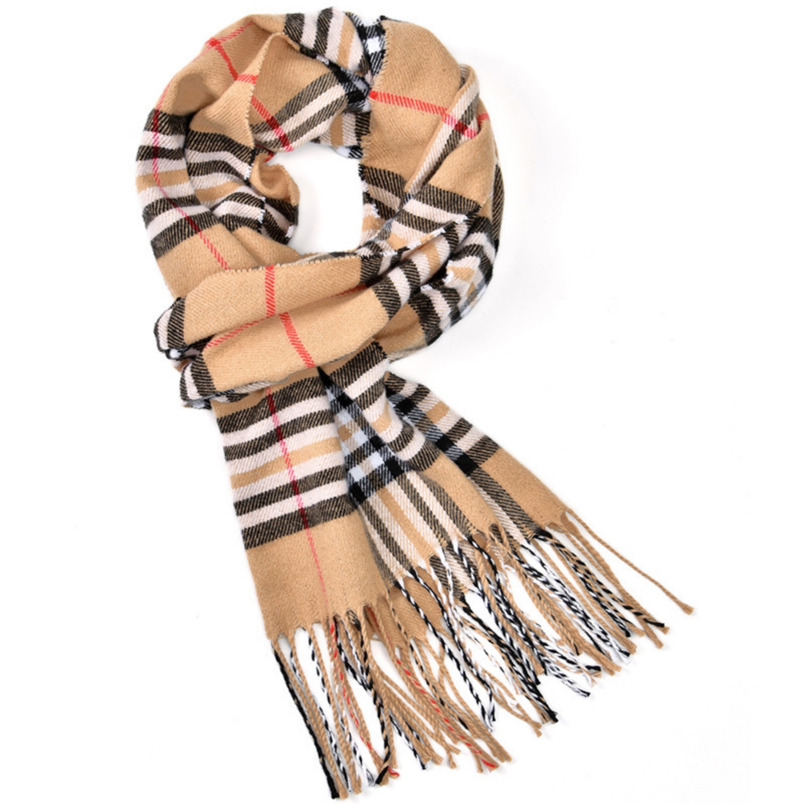1PCPlaid スカーフタッセルデザインクラシックチェック - Women'S Winter Accessories Set のレビューと価格