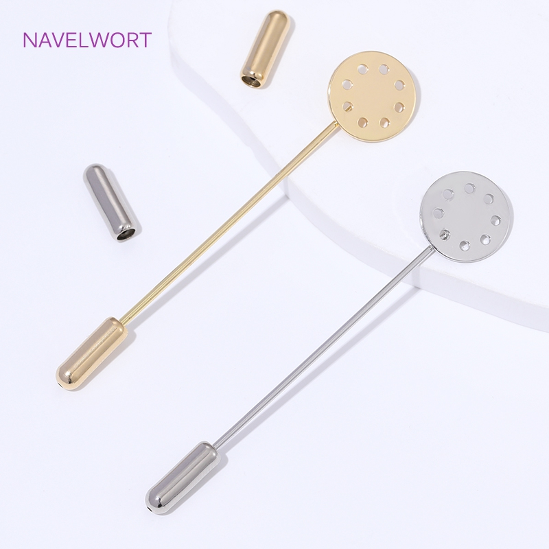 14K金メッキロングブローチ安全ピン12mmブランクベースト - Brooch Pin Gold のレビューと価格