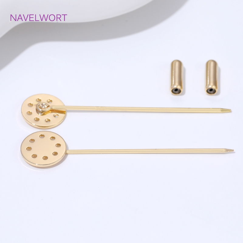 14K金メッキロングブローチ安全ピン12mmブランクベースト - Brooch Pin Gold のレビューと価格