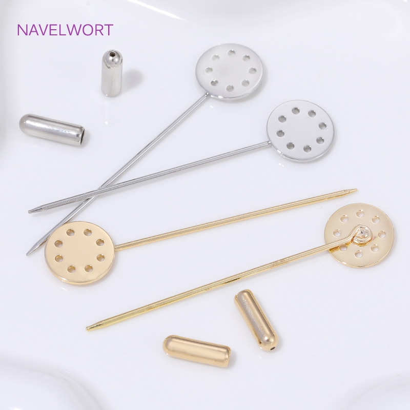 14K金メッキロングブローチ安全ピン12mmブランクベースト - Brooch Pin Gold のレビューと価格