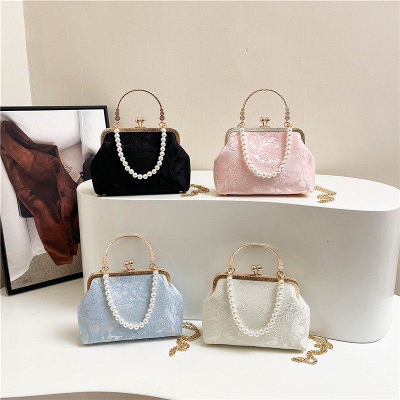 ヴィンテージクラシックレースバッグパールイブニングバッグウェ - Wallet Chain Bag のレビューと価格