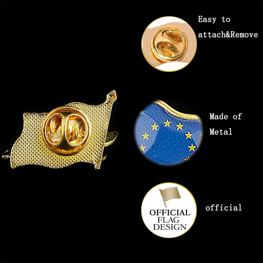 欧州連合の愛国心のバッジ、金メッキの手を振る旗の襟、スーツや - Brooch Pin Gold のレビューと価格