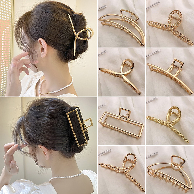 ファッション金属ヘア爪女性のためのゴールドシルバーカラークロ - Hair Claw Clip Set のレビューと価格