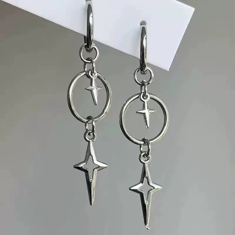 パーソナライズされたパンククロススターペンダントイヤリング男 - Women'S Emo Accessories のレビューと価格