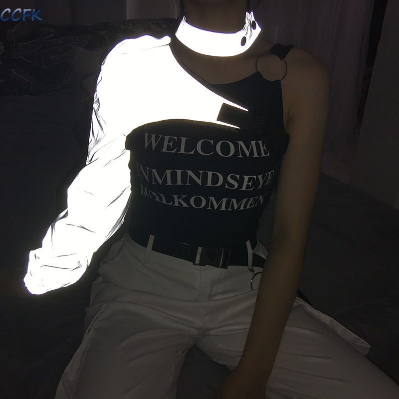 Y2k-女性用反射モデルTシャツ,女の子用パンクウェア,不規 - Women'S Emo Accessories のレビューと価格