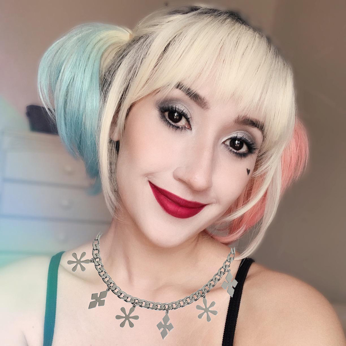 ハーレークイン用ネックレス,女性用コスプレアクセサリー - Women'S Harley Quinn Accessories のレビューと価格