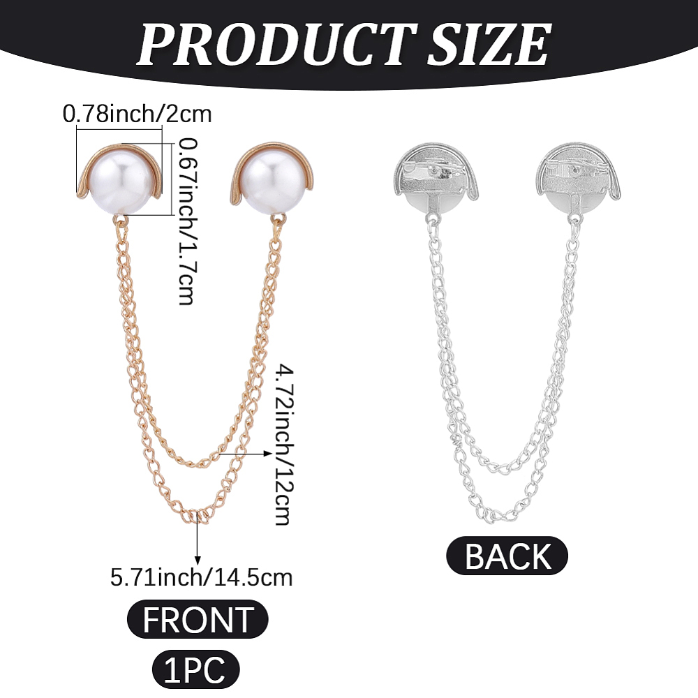 2個入りパールチェーンピンタッセルブローチピン、ゴールドシル - Brooch Pin Gold のレビューと価格