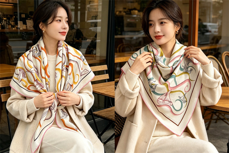 両面 135 センチメートルスカーフ高級デザイナーカシミヤパ - Women'S Winter Accessories Set のレビューと価格