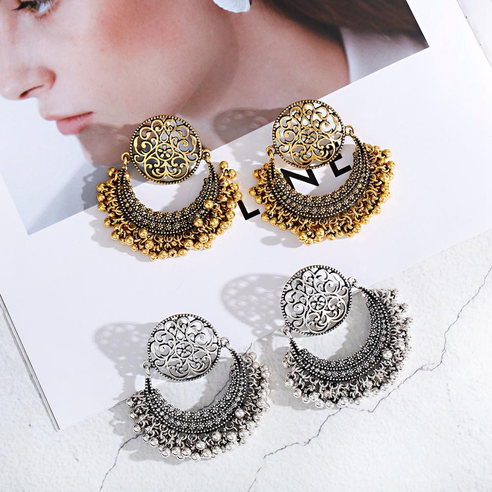 1ペア女性アクセサリー鐘インディアンジュエリー耳リングのヴィ - Women Accessories India のレビューと価格
