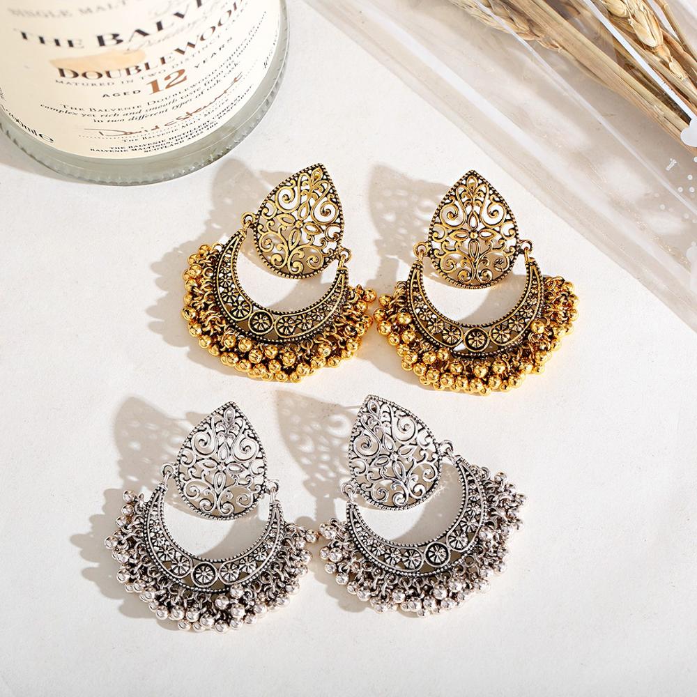 1ペア女性アクセサリー鐘インディアンジュエリー耳リングのヴィ - Women Accessories India のレビューと価格