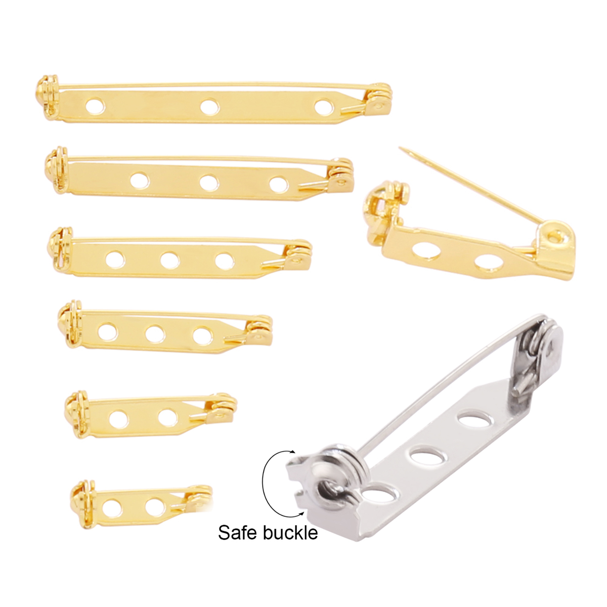 10個 17-45mm ブローチクリップベースピン シルバー - Brooch Pin Gold のレビューと価格