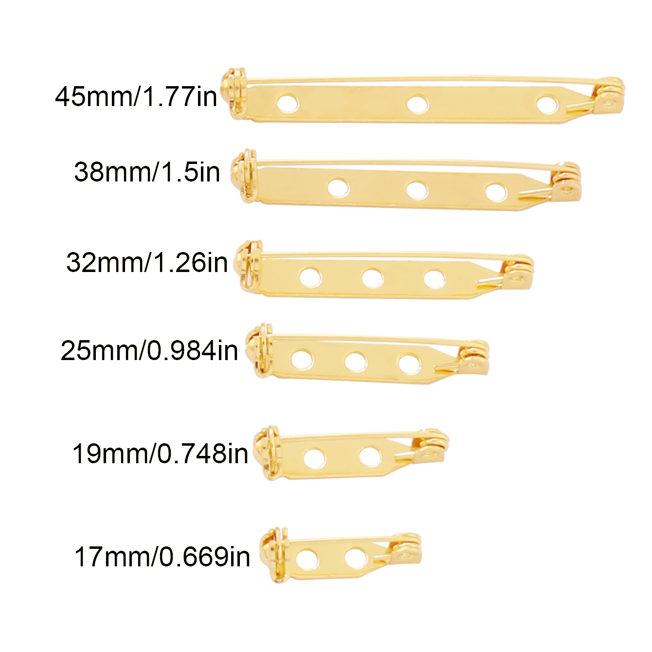 10個 17-45mm ブローチクリップベースピン シルバー - Brooch Pin Gold のレビューと価格