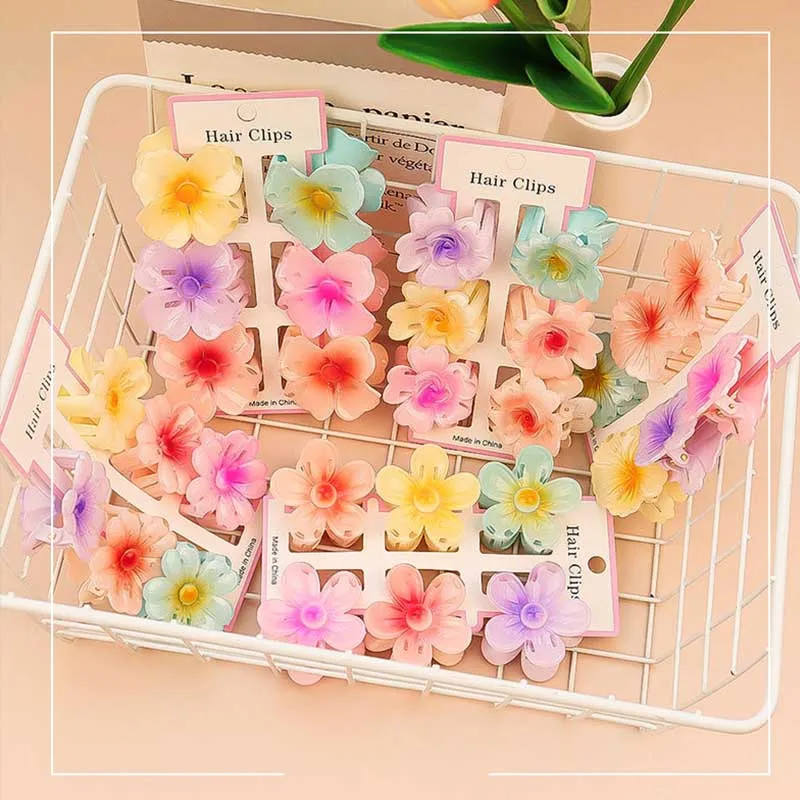 6 個ファッションカラフルな透明な花小さな髪爪クリップクラン - Hair Claw Clip Set のレビューと価格