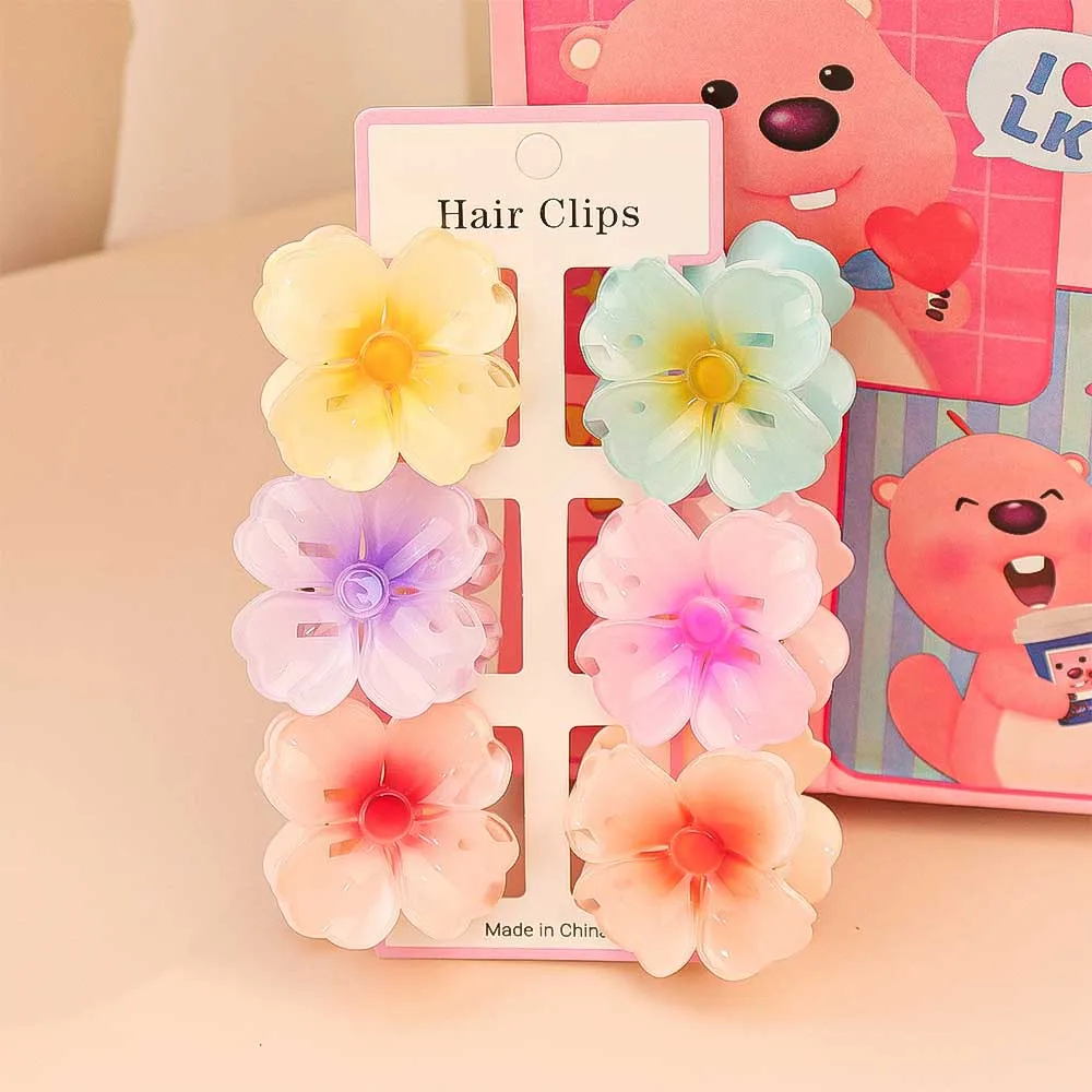 6 個ファッションカラフルな透明な花小さな髪爪クリップクラン - Hair Claw Clip Set のレビューと価格
