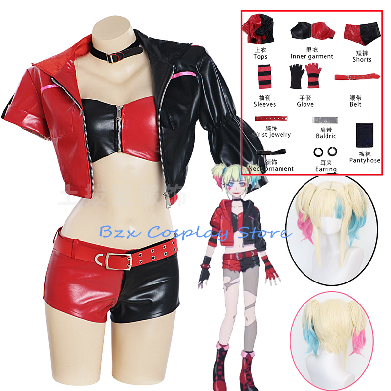 女性のための原宿ハーレークインコスプレコスチューム、アニメ、 - Women'S Harley Quinn Accessories のレビューと価格
