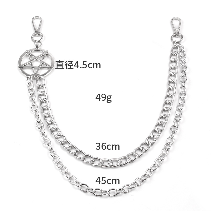パンクメタルチェーン五芒星キーホルダー男性女性用ウエストキー - Women'S Emo Accessories のレビューと価格