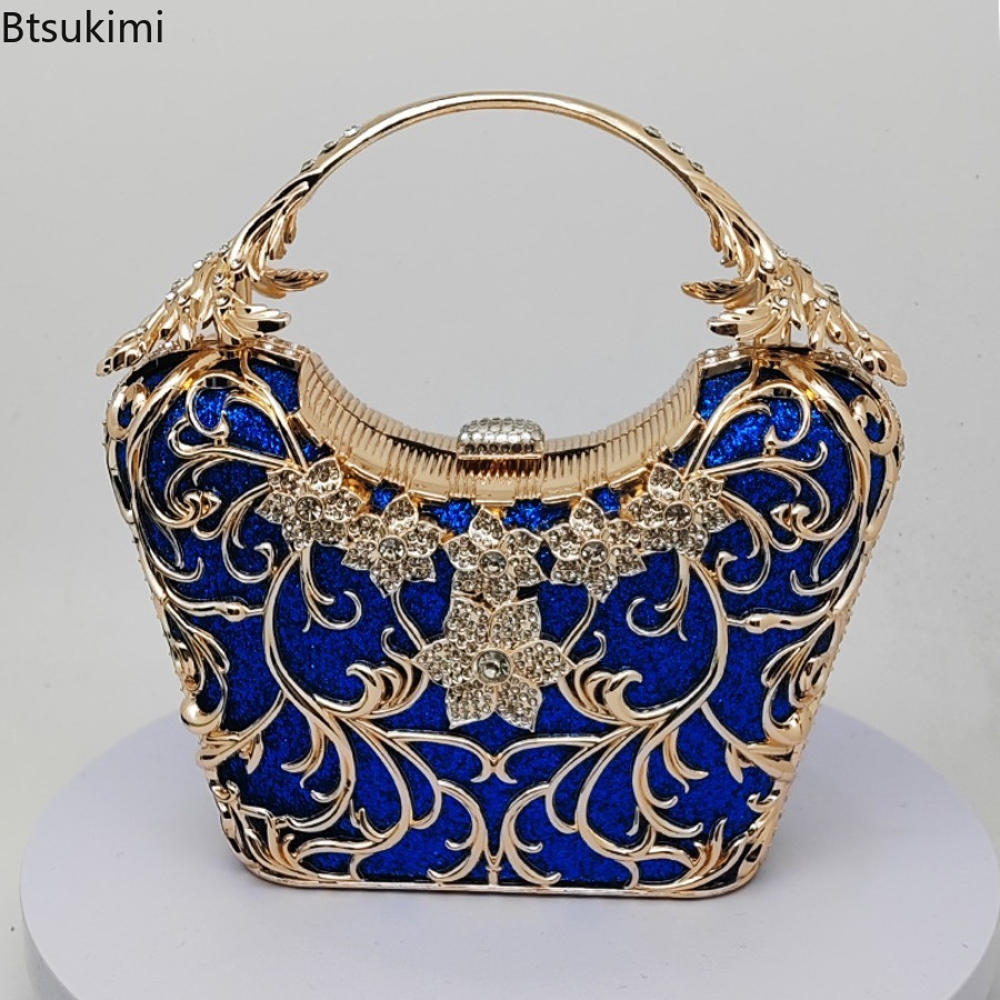 中空金属製イブニングバッグ女性のファッション光沢のあるパーテ - Wallet Chain Bag のレビューと価格