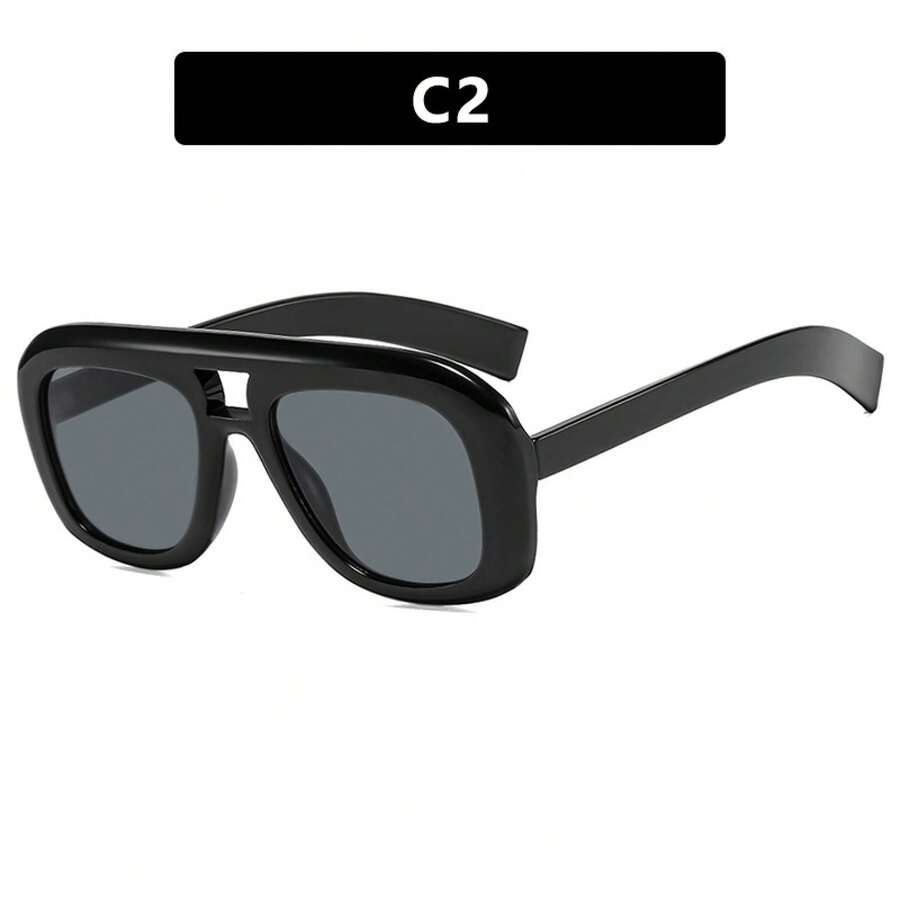 ダブルブリッジオーバーサイズスクエアメガネ女性用、光沢のある - Sunglasses Oversized Square のレビューと価格