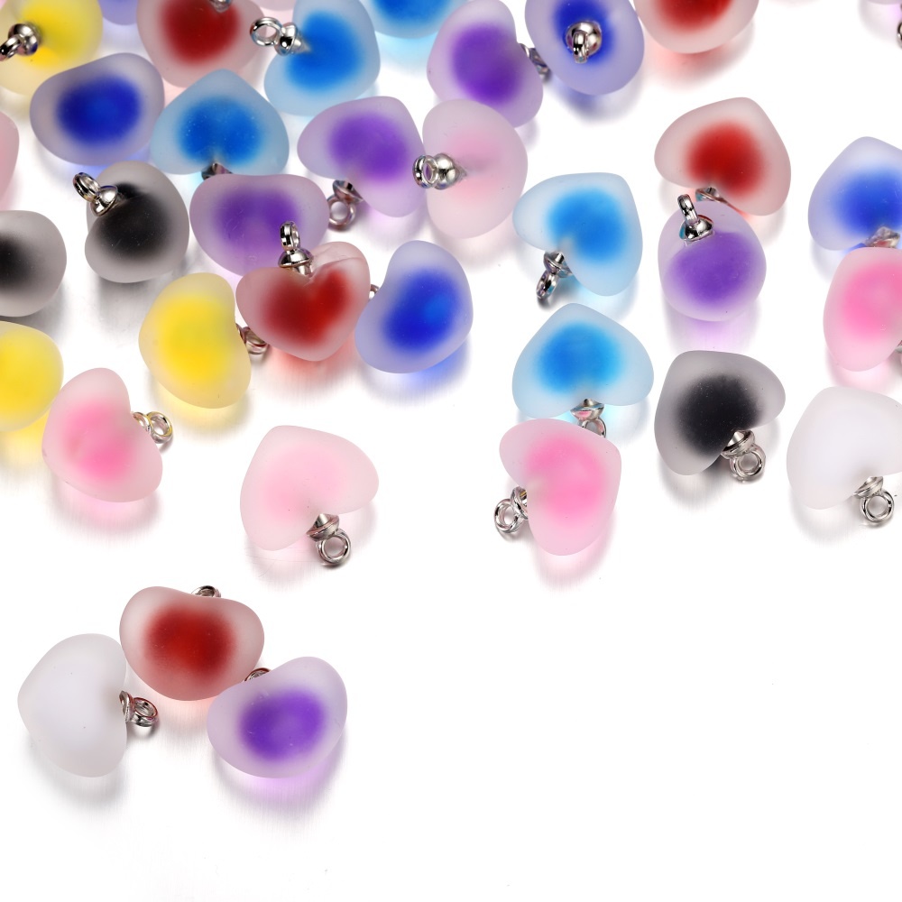 10個/ロット レジン製フロスト加工マルチカラーハートチャー - Resin Bangle Bracelet のレビューと価格