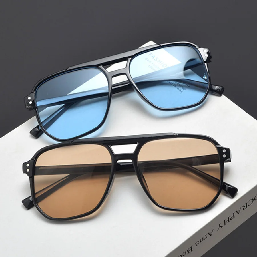 ヴィンテージ男性女性ビッグサングラス男性スクエアシェードユニ - Sunglasses Oversized Square のレビューと価格
