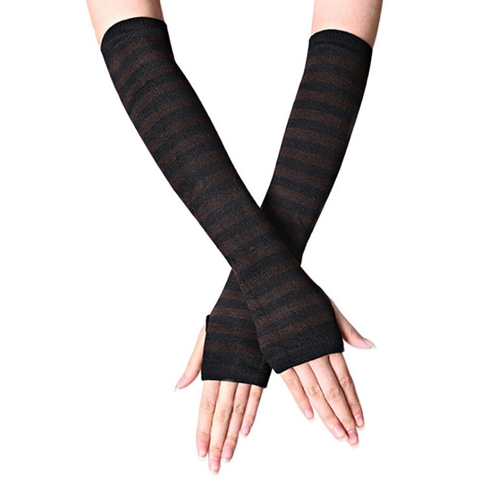 ファッション女性エモグローブレディースストライプ肘グローブウ - Women'S Emo Accessories のレビューと価格