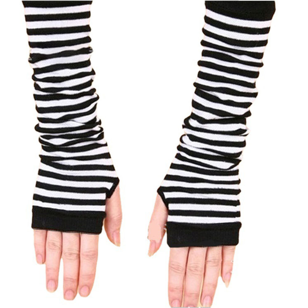 ファッション女性エモグローブレディースストライプ肘グローブウ - Women'S Emo Accessories のレビューと価格
