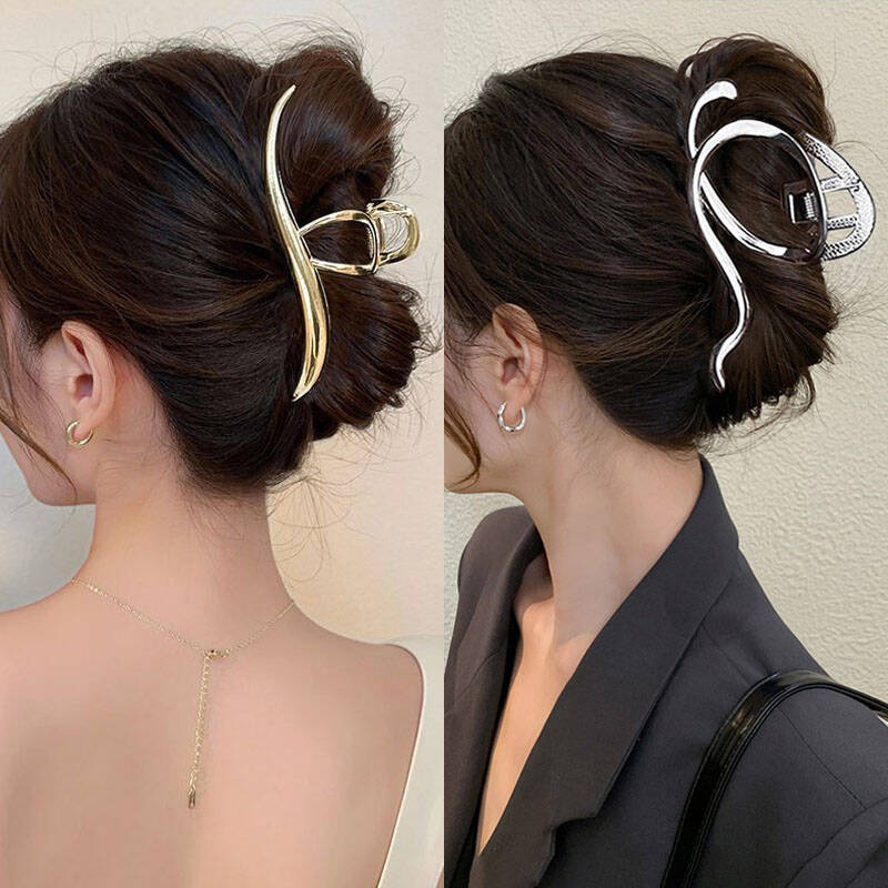 女性シルバーゴールドカラー不規則なヘアピンパンク金属髪爪クリ - Hair Claw Clip Set のレビューと価格