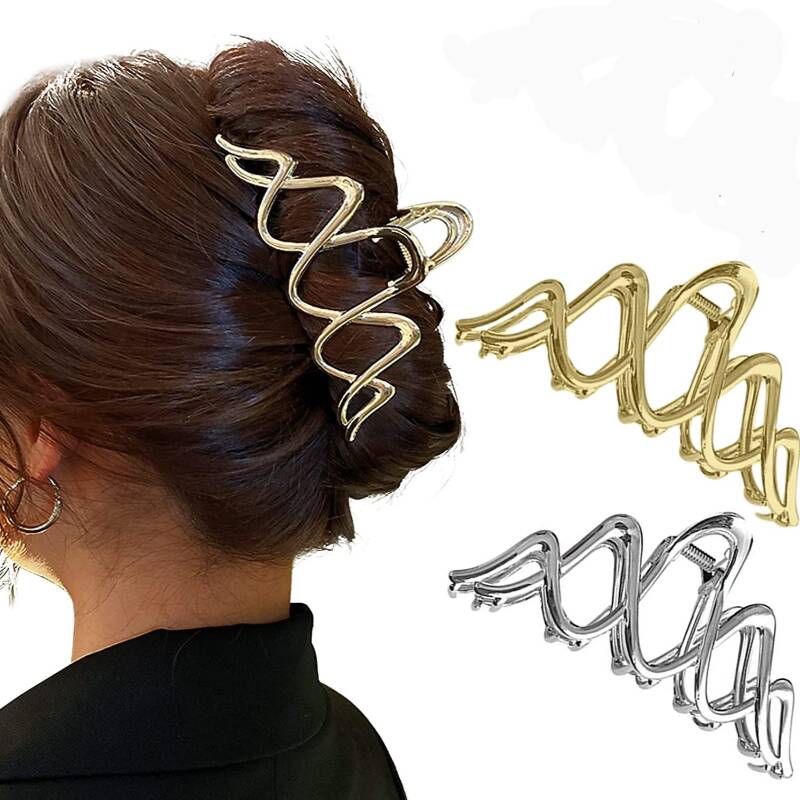 女性シルバーゴールドカラー不規則なヘアピンパンク金属髪爪クリ - Hair Claw Clip Set のレビューと価格