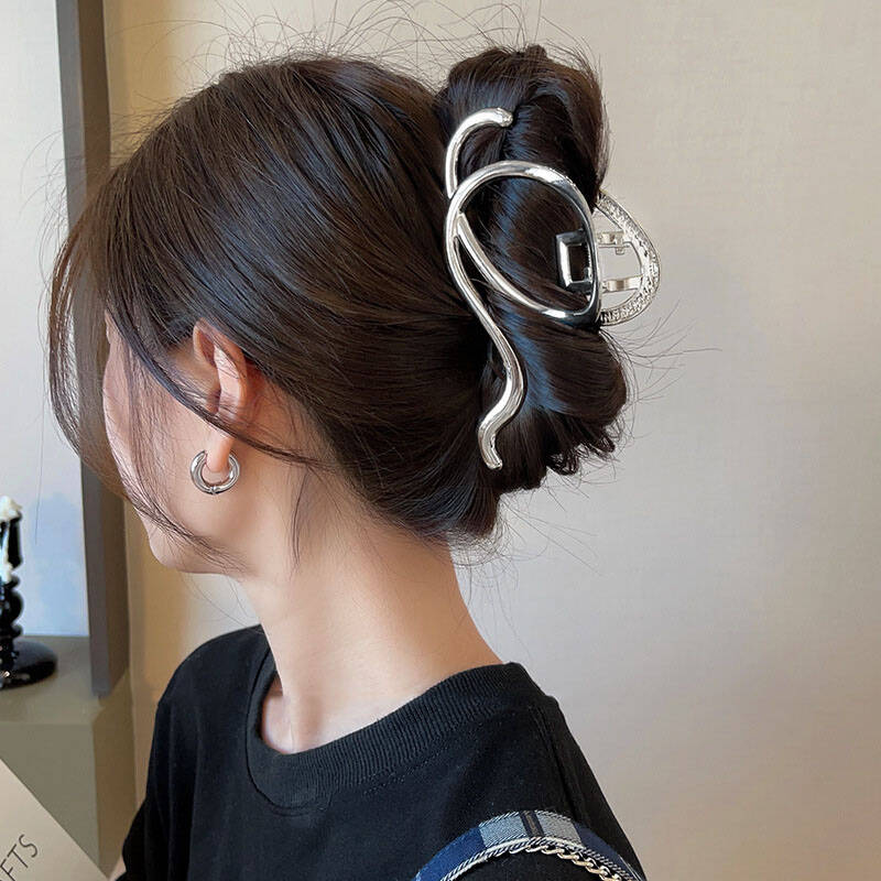 女性シルバーゴールドカラー不規則なヘアピンパンク金属髪爪クリ - Hair Claw Clip Set のレビューと価格