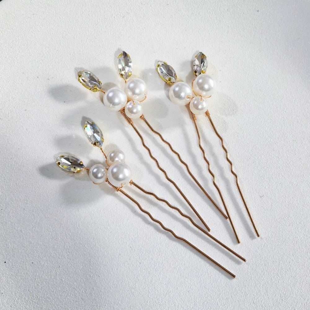 パールクリスタルヘアピンコームセットブライダルウェディングヘ - Women'S Formal Accessories のレビューと価格