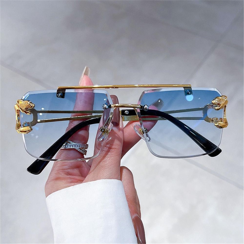 レトロダブルブリッジリムレスサングラスメタル UV400 特 - Sunglasses Oversized Square のレビューと価格