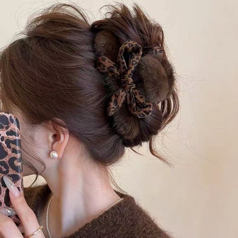 1個入り 高級感のあるヒョウ柄リボンヘアクリップ、フェイクミ - Women'S Winter Accessories Set のレビューと価格
