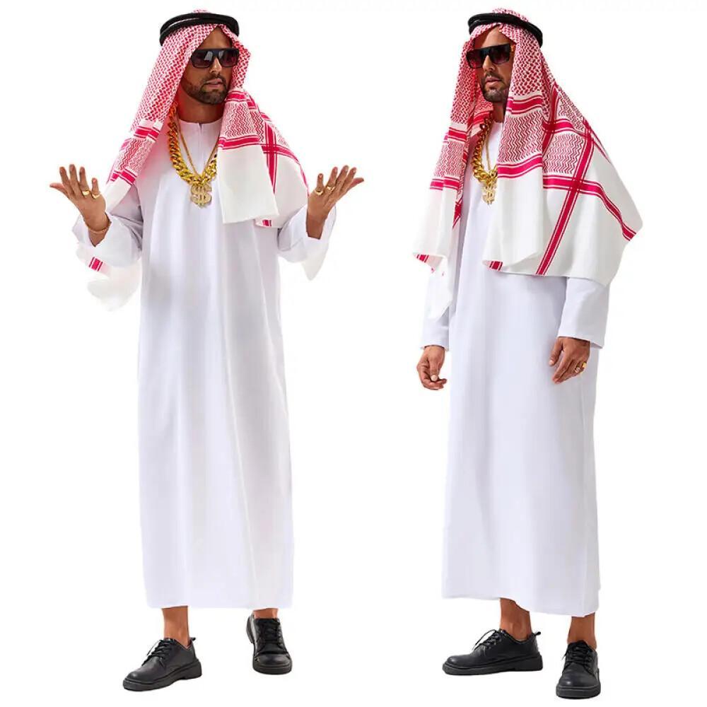 新しいアラビアドバイ衣装UAEシェイクコスプレローブターバン - Women Accessories Uae のレビューと価格