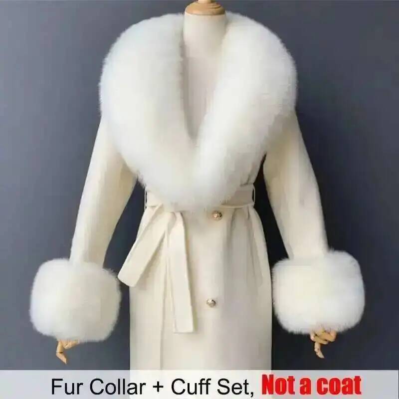 女性用の本物の毛皮の襟と袖口のセット,ふわふわの大きなショー - Women'S Winter Accessories Set のレビューと価格