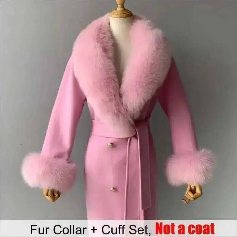 女性用の本物の毛皮の襟と袖口のセット,ふわふわの大きなショー - Women'S Winter Accessories Set のレビューと価格