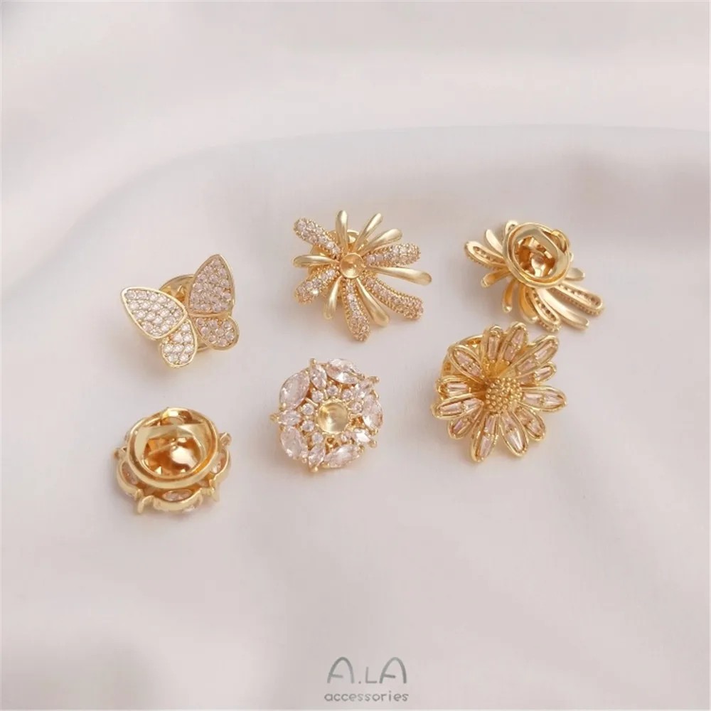14K金メッキマイクロインレイジルコン蝶型バヨネットニードル - Brooch Pin Gold のレビューと価格