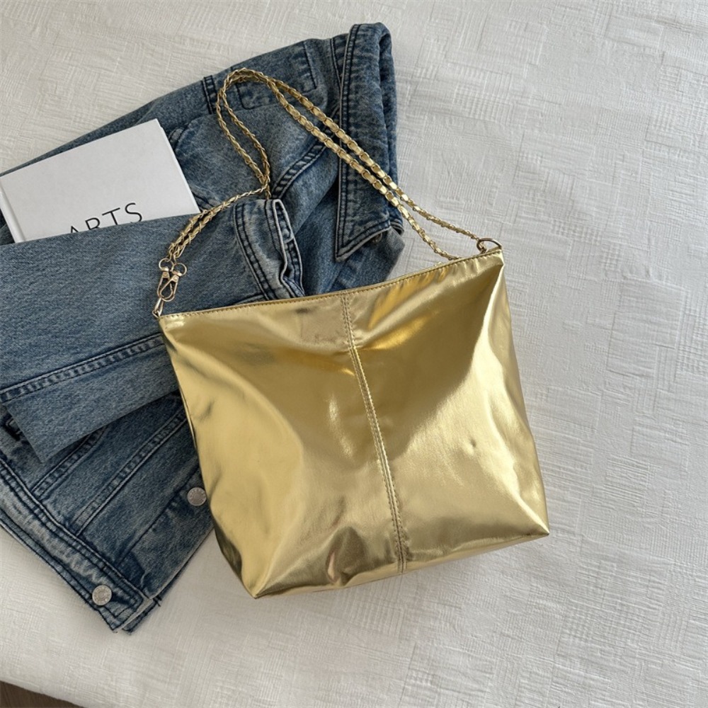 レトロ光沢のある PU レザートートバッグ大容量財布チェーン - Wallet Chain Bag のレビューと価格