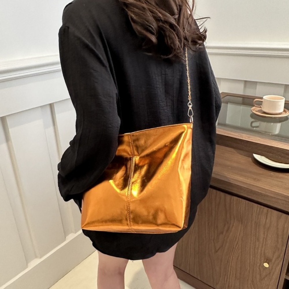 レトロ光沢のある PU レザートートバッグ大容量財布チェーン - Wallet Chain Bag のレビューと価格