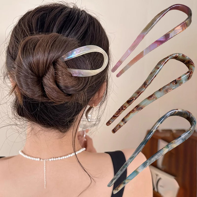 U 字型ヘアスティックアセテートアクリルヘアフォークヘアクリ - Women'S Formal Accessories のレビューと価格