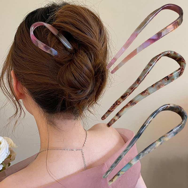U 字型ヘアスティックアセテートアクリルヘアフォークヘアクリ - Women'S Formal Accessories のレビューと価格