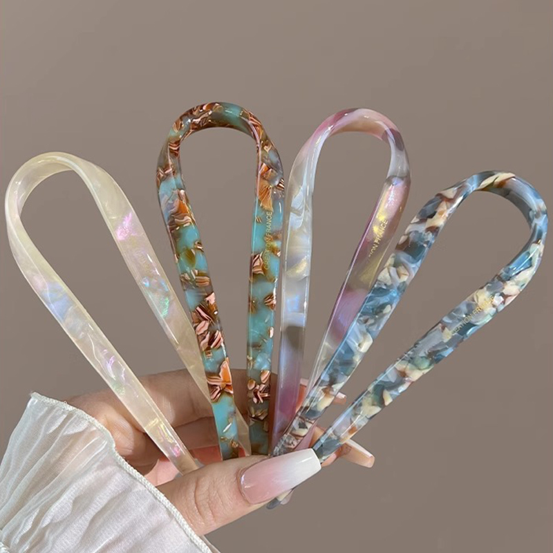 U 字型ヘアスティックアセテートアクリルヘアフォークヘアクリ - Women'S Formal Accessories のレビューと価格